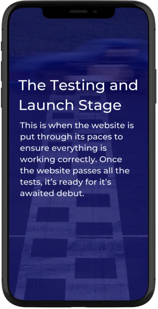 the testing ans launch stage iphone mockup - mobile
